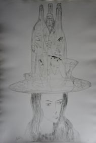 Zwy Milshtein, Girl With Hat, Etching