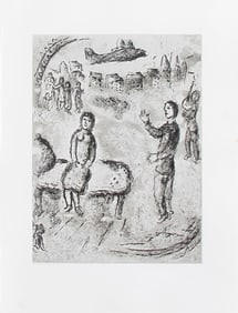 Marc Chagall, 'Et Sur La Terre' - Plate VII, Limited Edition Original Etching, 1977