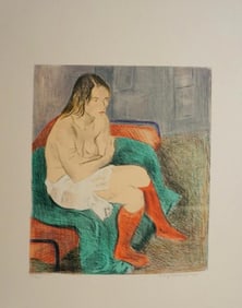Raphael Soyer, 'Woman Red Stocking ', Color Lithograph