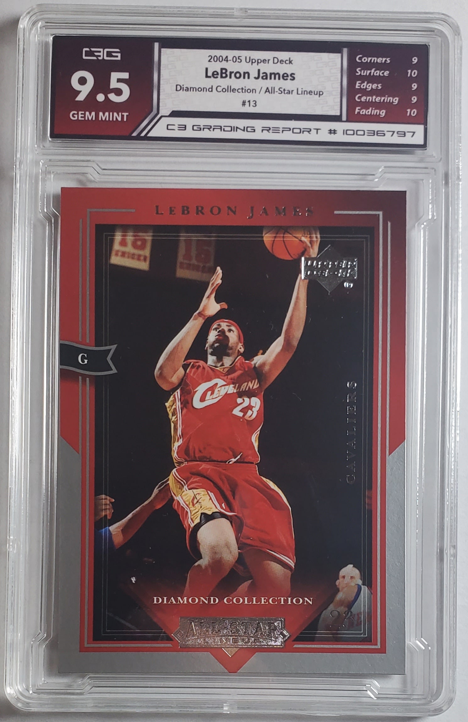Lebron James 2004 Upper Deck Card Gem 9.5: Athlete- Lebron James Upper Deck Diamond Collection Card Year- 1996 Grade: Graded Gem Mint 9.5 Condition- Excellent Basketball Sports