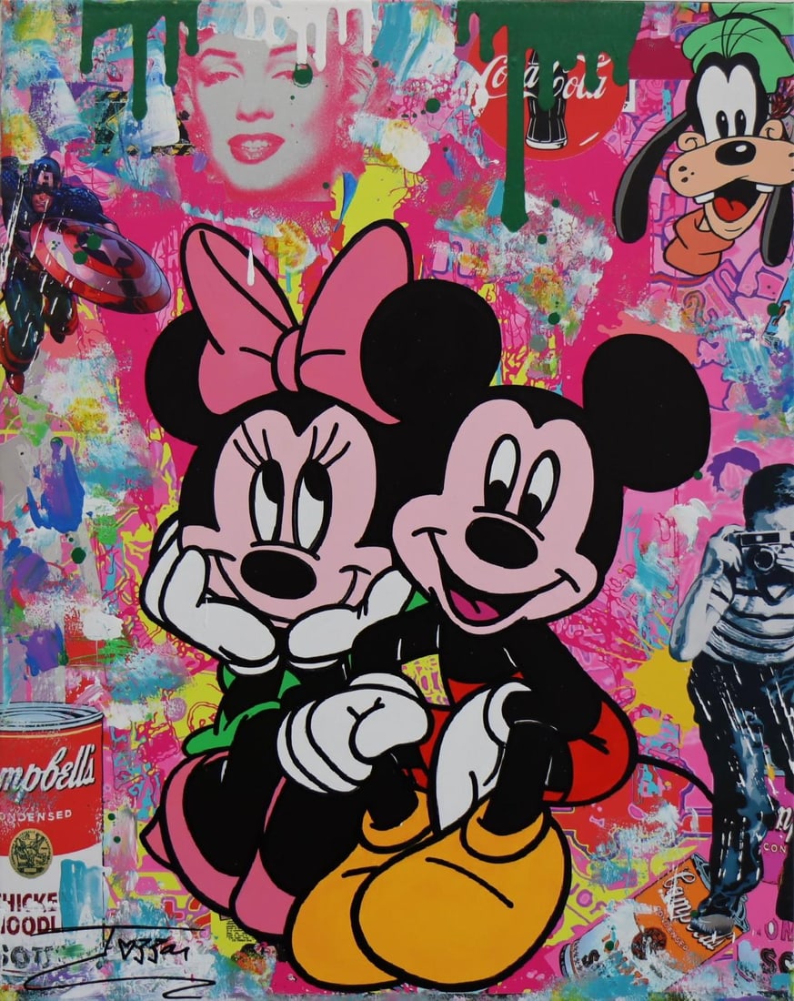 JOZZA, 'ALWAYS TOGETHER' ORIGINAL MIXED MEDIA ACRYLIC CANVAS PAINTING, 2024, 24"X30"