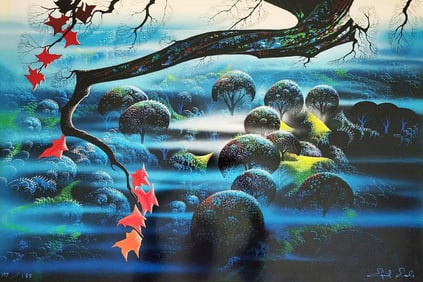 Eyvind Earle 'Valley Of Mystery' 1973, Hand Signed Limited Edition Serigraph