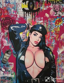 JOZZA, 'SIRI, ARE YOU LOOKING AT ME', ORIGINAL ACRYLIC ON CANVAS, 2024, 30"X24"