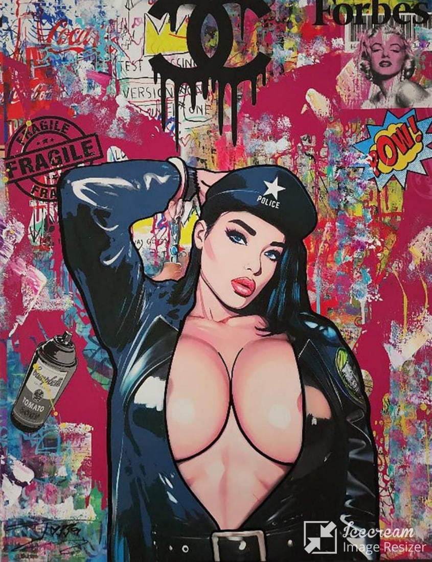 JOZZA, 'SIRI, ARE YOU LOOKING AT ME', ORIGINAL ACRYLIC ON CANVAS, 2024, 30"X24"