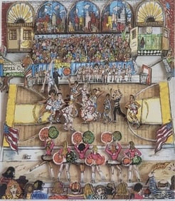 Charles Fazzino, 'Hoops', Signed Limited Edition 3D Serigraph, 1992