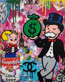 Jozza, 'Green Bag', Signed Mixed Media Acrylic Canvas Painting, 2024