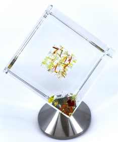 Jon Kuhn, 'Sunflower', 5-Layers Glass Art 3D Cube Sculpture, 2024