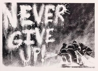 Mr. Brainwash, 'Superheroes L.A. Firefighters (Never Give Up!)' - Black, 2018