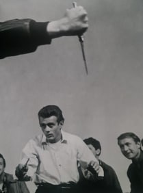 Dennis Stock, James Dean being filmed in fight scene, Hollywood