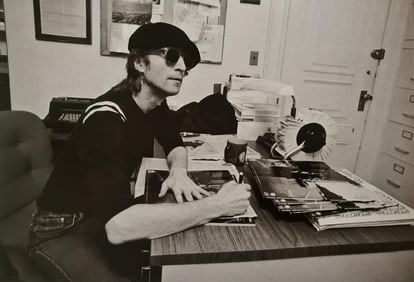 Allen Tannenbaum, John Lennon at desk, 1980