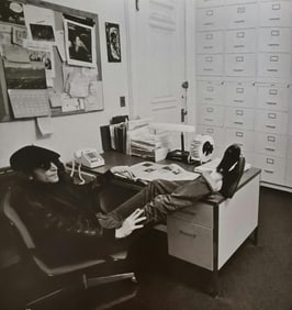 Allen Tannenbaum, John Lennon at desk, 1980 - 1