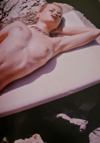 Michel Compte, Starlet Shirley wearing a Harry Winston Gold-and-Diamond necklace on the cliffs of