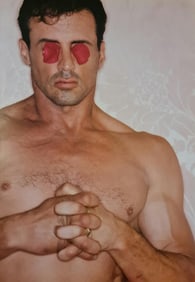 Michel Compte, Sylvestor Stalone with petals on his eyes, 1995