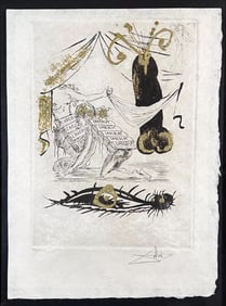 Salvador Dali, 'Les Amours Jaunes Memory Of Zulma', Hand Signed Etching w/ Gold Flakes