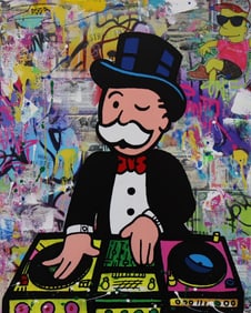 Jozza, 'Cool DJ' Original Mixed Media Acrylic Canvas Painting, 2024, 24"x30"