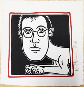 Keith Haring, "Self-Portrait" (Invitation To Palladium Haring Dinner Party) 1985