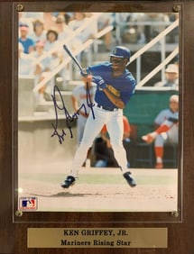 Ken Griffey Jr., Autographed Photo From Rookie Season In Plaque