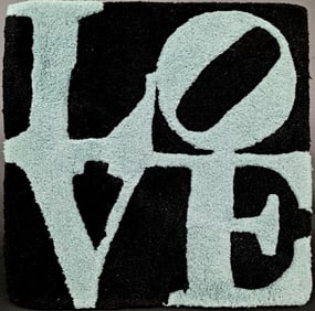 Robert Indiana, Spring - Love, Multiple Wool Signed Limited Edition Black And Silver