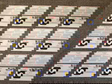 Presidential Medals (12), 24Kt Electroplated In Envelopes W/ Stamps