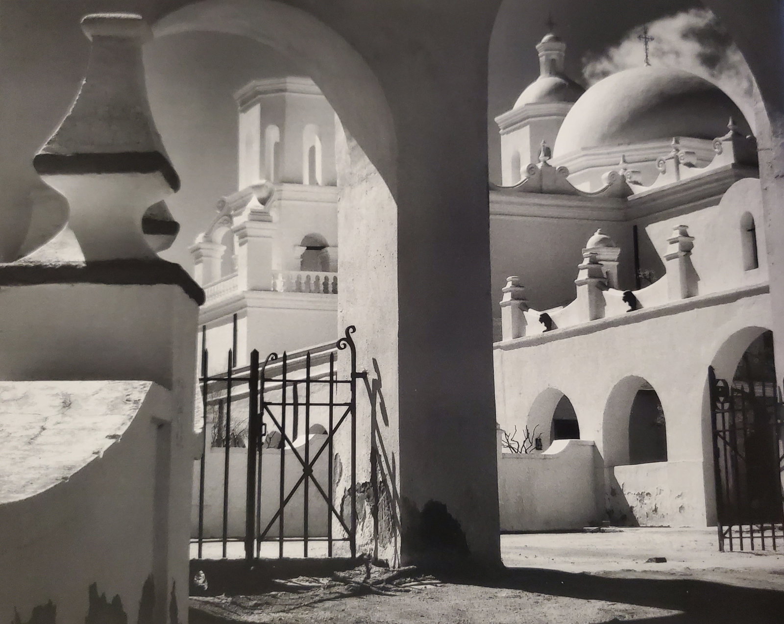 Ansel Adams, Arches, North Court, Mission San Xavier Del Bac, Tucson, Arizona, 1968: Photographer: Ansel Adams (American, 1902 - 1984) - Internationally renowned American photographer. One of the most influential artists in photographic history. Title: "Arches, North Court, Mission Sa