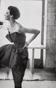 Richard Avedon, Dorian Leigh, Evening dress by Piguet, Helena Rubinstein apartment, Ile St-Louis,