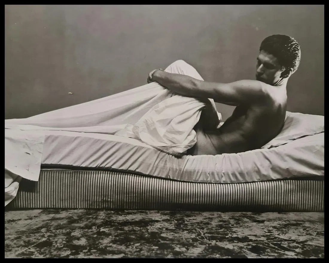 George Platt Lynes, Male lying in bed, 1950: Photographer: George Platt Lynes (American 1907 - 1955) - Internationally renowned photographic artist - best known for portraiture, fashion, dance & nude studies. Subject/Title: Male lying in bed Dat