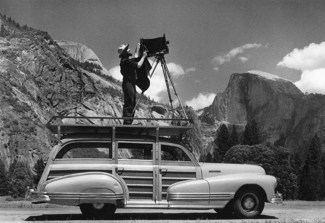 Ansel Adams, Photographing in Yosemite, 1942: Photographer: Ansel Adams (American, 1902 - 1984) - Internationally renowned American photographer. One of the most influential artists in photographic history.Title: Photographing in Yosemite Date Of