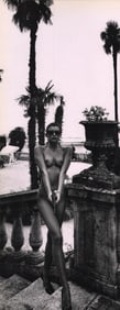 Helmut Newton, Panoramic Nude- Woman with Gun-, Grand Hotel Villa Serbelloni, Lake Como 1989