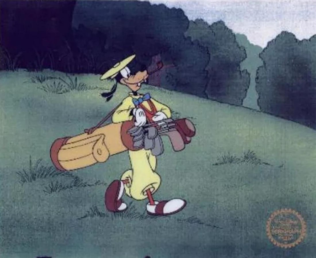 Disney "How To Play Golf" Sericel Serigraph Cel Goofy W Golf Clubs (1 of 1)