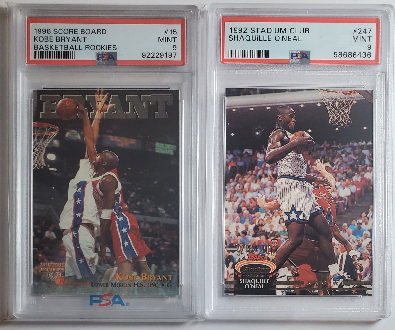 Kobe Bryant Rookie Card PSA 9 & Shaquile Oneal Rookie Card PSA 9 (1 of 1)