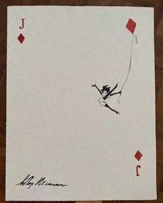 LeRoy Neiman, Playboy Femlin Jack of Diamonds Flys Kite, Signed Watercolor Drawing (1 of 4)