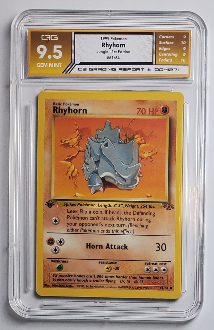 Ryhorn 1st Edition 1999 Pokemon Card Gem Mint 9.5: Ryhorn 1st Edition 1999 Pokemon Card #61/64 Gem Mint 9.5