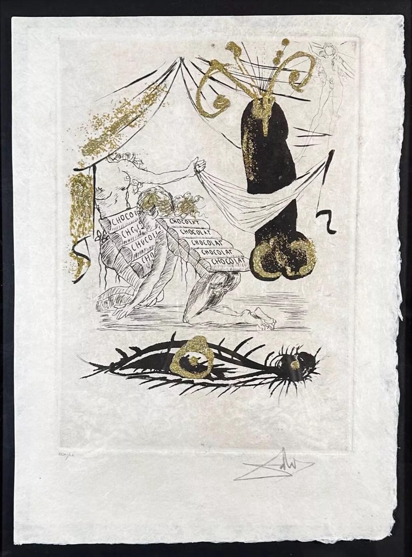 Salvador Dali, 'Les Amours Jaunes Memory Of Zulma', Hand Signed Etching w/ Gold Flakes (1 of 2)