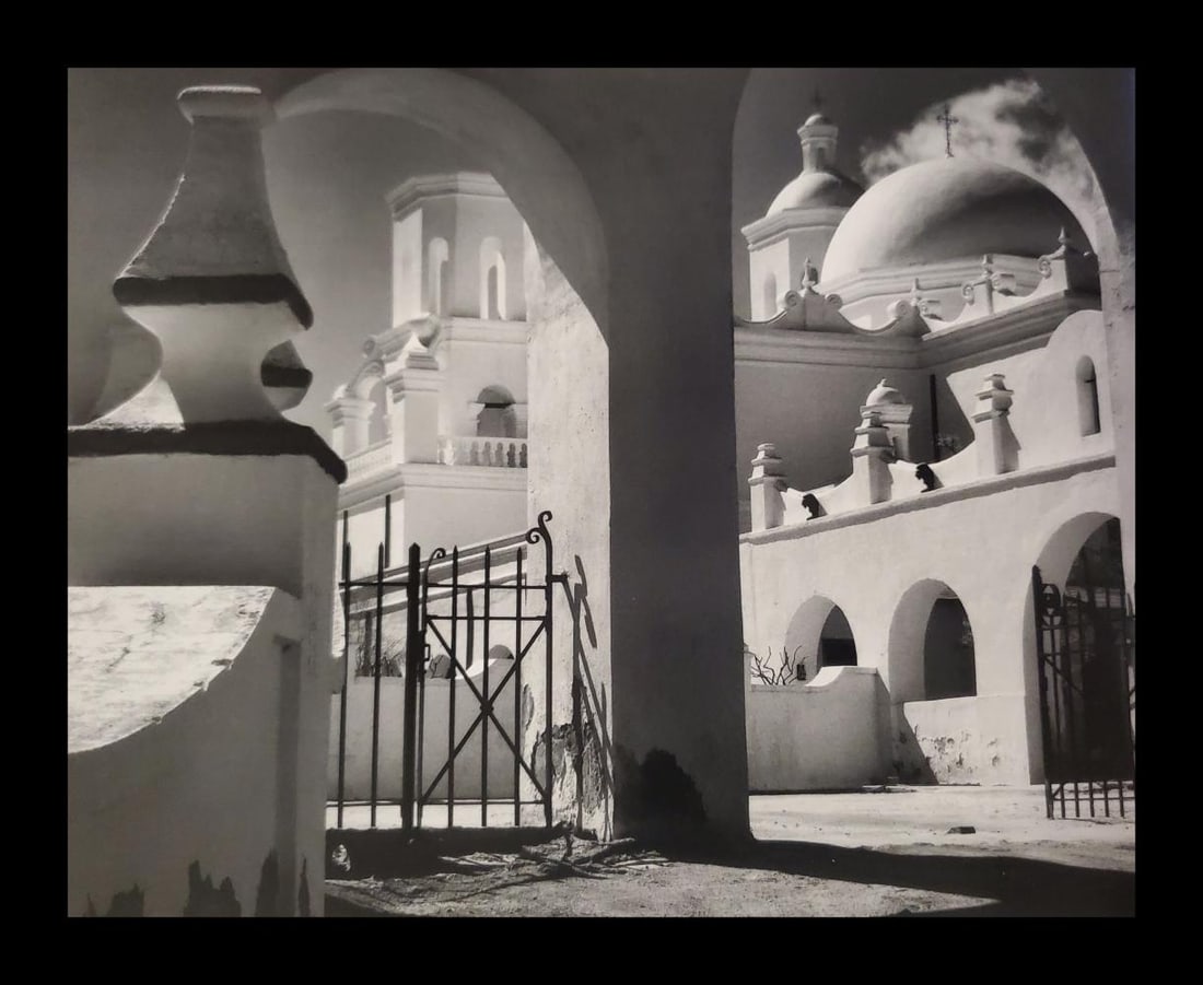 Ansel Adams, Arches, North Court, Mission San Xavier Del Bac, Tucson, Arizona, 1968: Photographer: Ansel Adams (American, 1902 - 1984) - Internationally renowned American photographer. One of the most influential artists in photographic history. Title: "Arches, North Court, Mission Sa