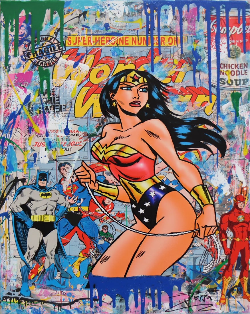 Jozza, 'Wonder Woman' Original Mixed Media Acrylic Canvas Painting, 2024, 24"x30" (1 of 7)