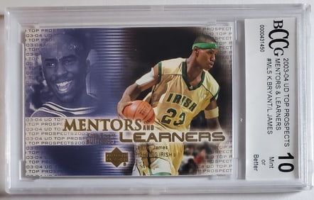Lebron James, Rookie Basketball Sports Card, 'Mentors' Featuring - Kobe Bryant, Gem Mint 10