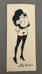 LeRoy Neiman, Playboy Femlin Holds the Dove of Love', Signed Watercolor Drawing