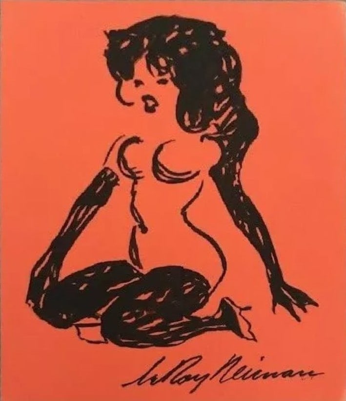 LeRoy Neiman, Playboy Femlin a Darling Pose', Signed Watercolor Drawing (1 of 2)