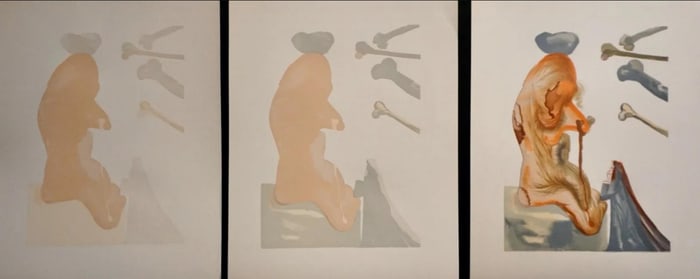 Salvador Dali, Divine Comedy Hell Canto 20 Decomposition, 3 Pieces