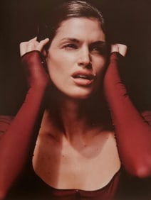 Michel Compte, Cindy Crawford at a fashion shoot in Los Angeles, 1997