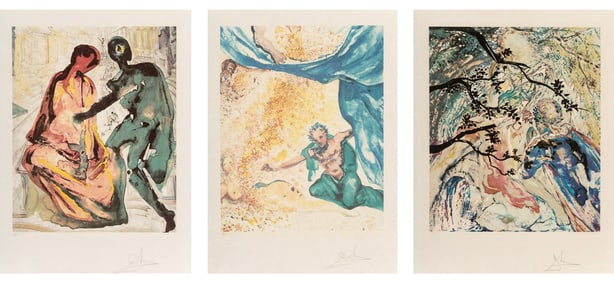 Salvador Dali, "Les Amoureux" Signed & numbered Lithograph Suite Of 3,