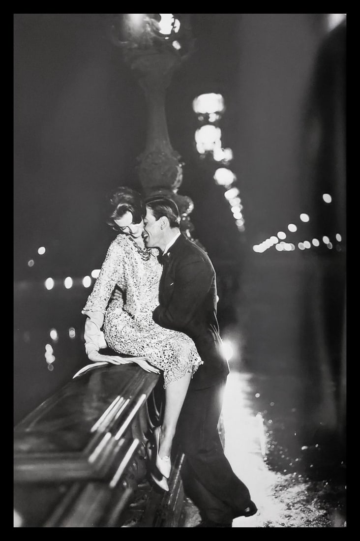 Richard Avedon, Carmen and Robin Tattersall, Evening dress by Dior, Pont Alexandre III, Paris, 1957 (1 of 1)