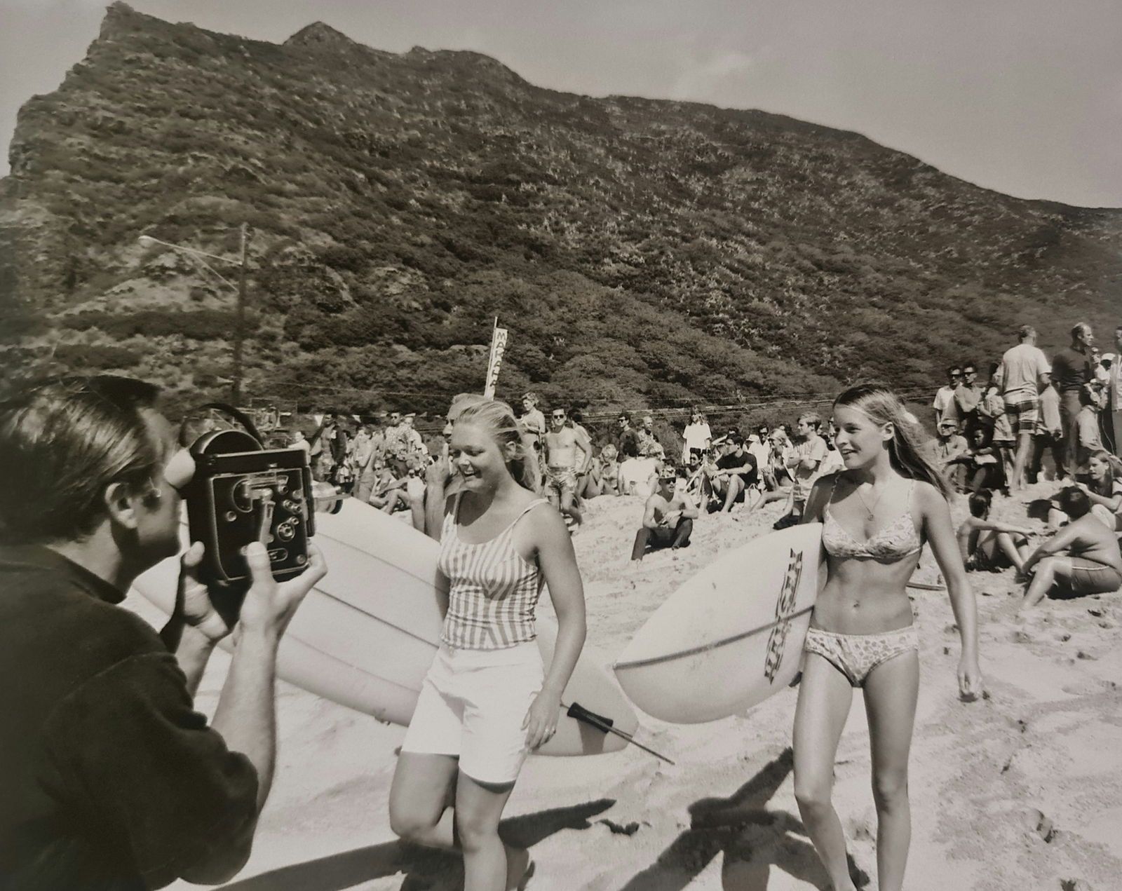 Leroy Grannis, Joyce Hoffman, Margo Godfrey, Makaha, circa 1975: Photographer: LeRoy Grannis (1917-2011) captured the early surf lifestyle of Southern California unlike any other of his generation. Subject/Title: Joyce Hoffman, Margo Godfrey, Makaha Date Of Negativ
