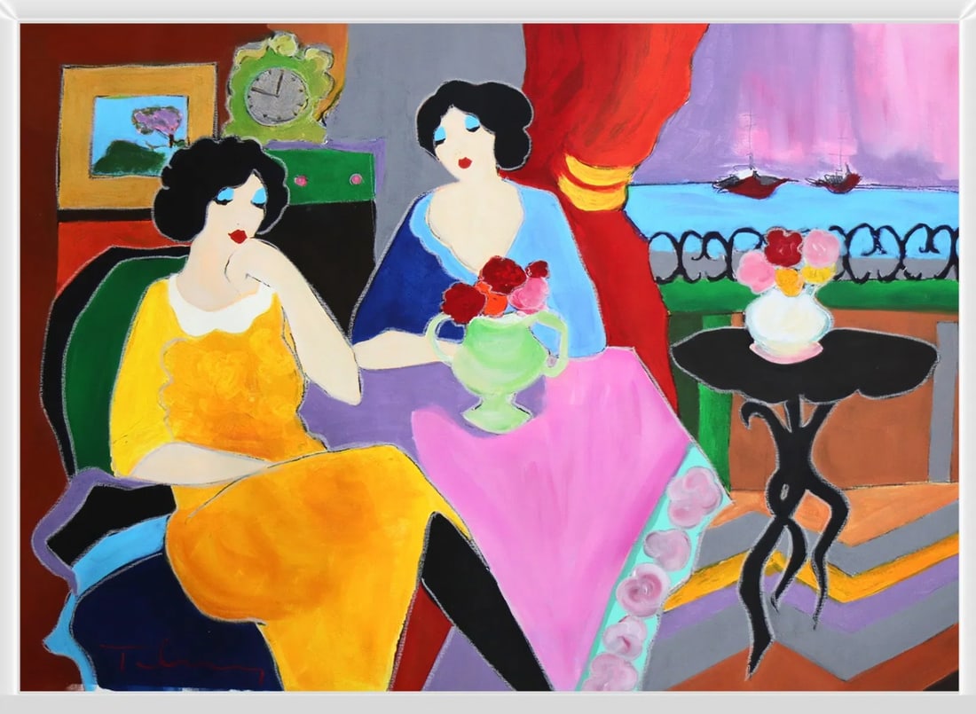 Itzchak Tarkay, 'Untitled', Original Mixed Media On Canvas, 30"x40"