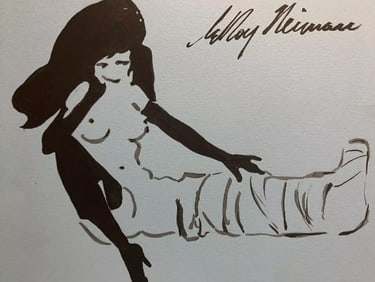 LeRoy Neiman, Playboy Femlin With The Broken Leg', Signed Watercolor Drawing