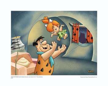 Warner Bros, Hanna-Barbera, Flintstone'S, "Fred Throwing Baby Pebbles In The Air"