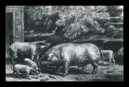 Harry Wickey, Hogs Near a Corncrib, 1939