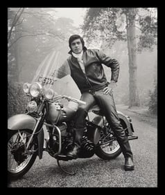 Terry O'neill, Engelbert Humperdinck On His Motorbike At His Home In Wentworth, England, 1970's