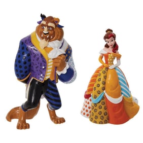 Romero Britto, Disney's 'Beast & Belle', Stone Resin Sculpture Set