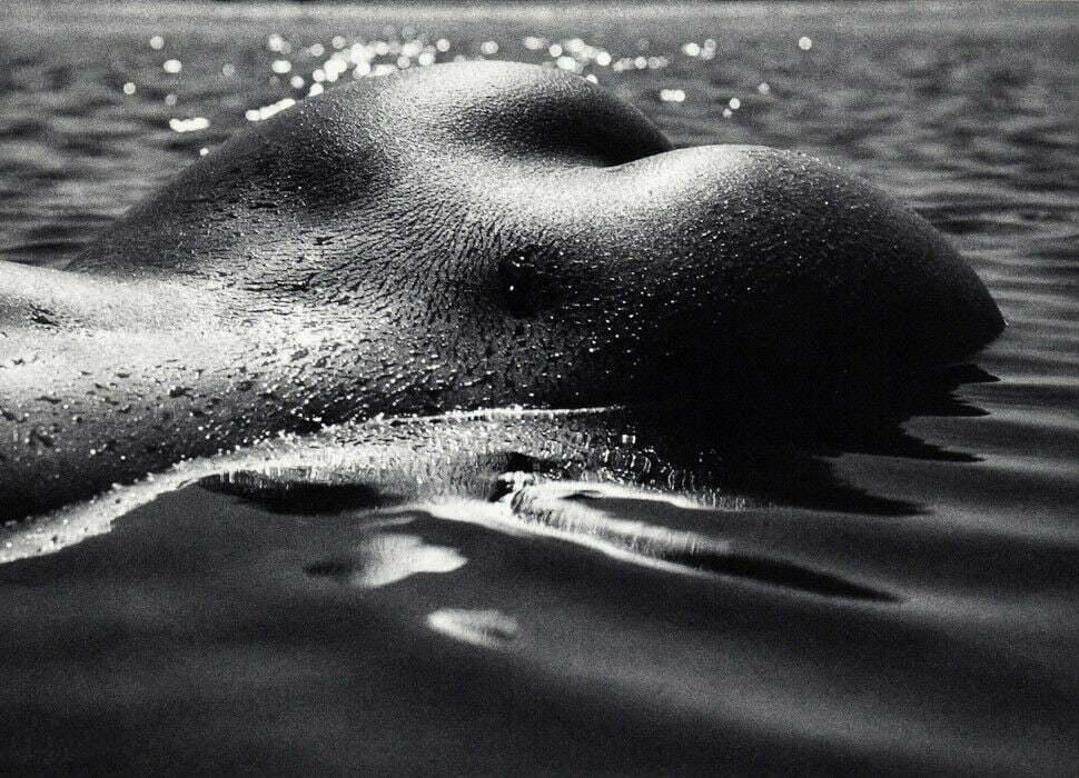 LUCIEN CLERGUE - Female Nude Woman Butt, sea, 1960s: Photographer: Lucien Clergue (France, 1934 - 2014) - renowned French photographer with a diverse body of work, he is perhaps best known for his dynamic female nude studies in and around water which of